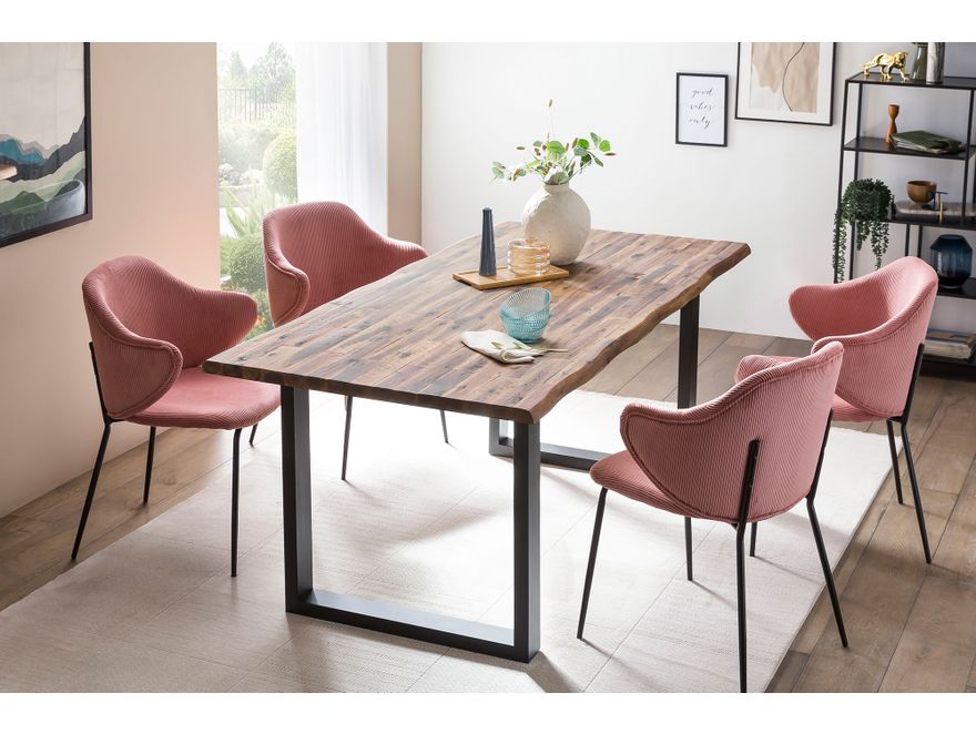SalesFever® Esstisch 140x80 cm Akazie Tischgestell in U-Form schwarz WILSON 399019 - 17