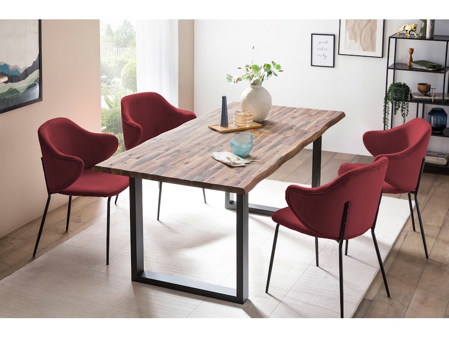 SalesFever® Esstisch 140x80 cm Akazie Tischgestell in U-Form schwarz WILSON 399019 - 18