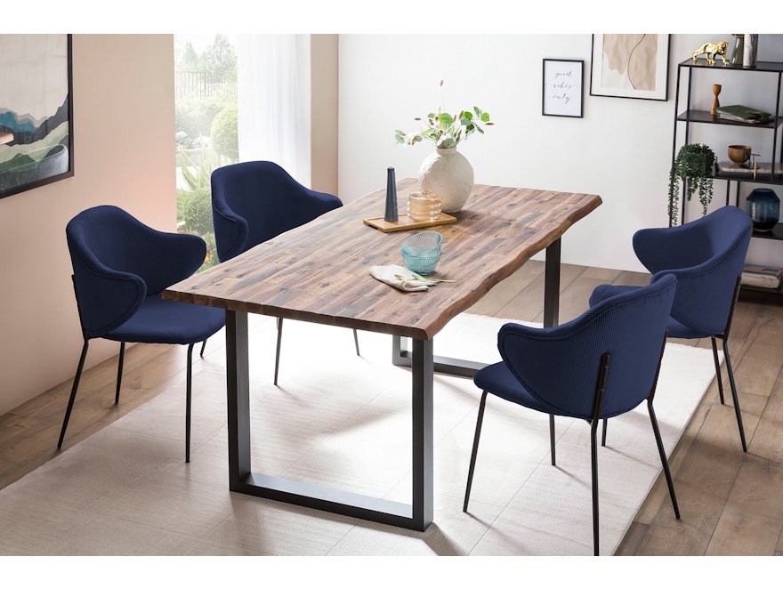 SalesFever® Esstisch 140x80 cm Akazie Tischgestell in U-Form schwarz WILSON 399019 - 20