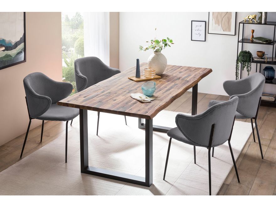 SalesFever® Esstisch 140x80 cm Akazie Tischgestell in U-Form schwarz WILSON 399019 - 21