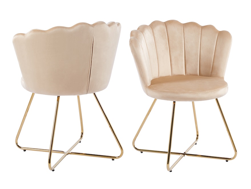 SalesFever® Muschelstuhl 2er Set aus Samt Beige Arielle 369227 - 1