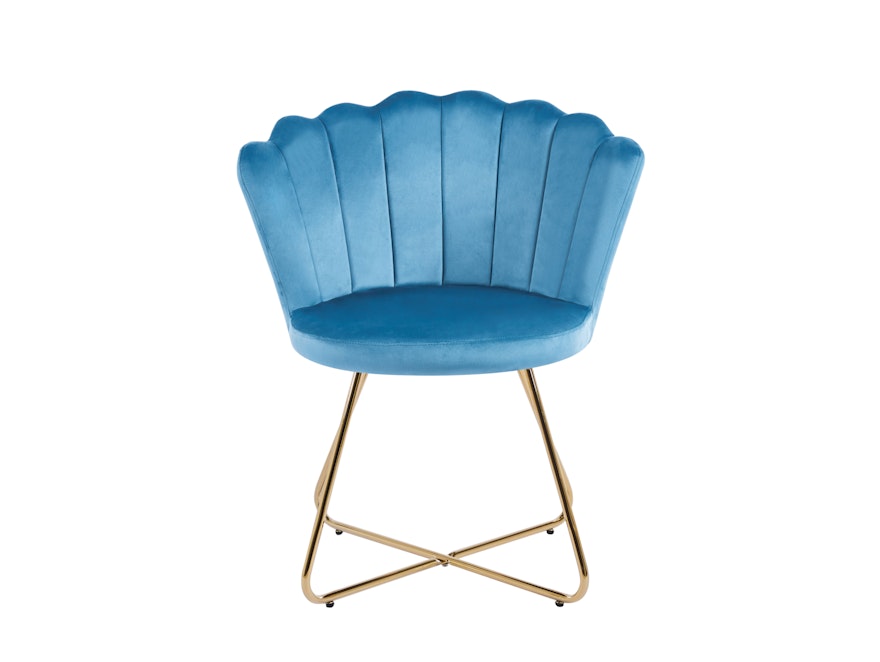 SalesFever® Muschelstuhl 2er Set aus Samt Blau Arielle 369265 - 2
