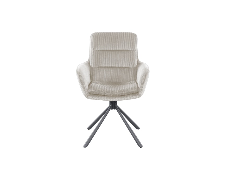 SalesFever® Armlehnstuhl Beige in Cord-Optik mit 360° Drehfunktion Faye 368930 - 2