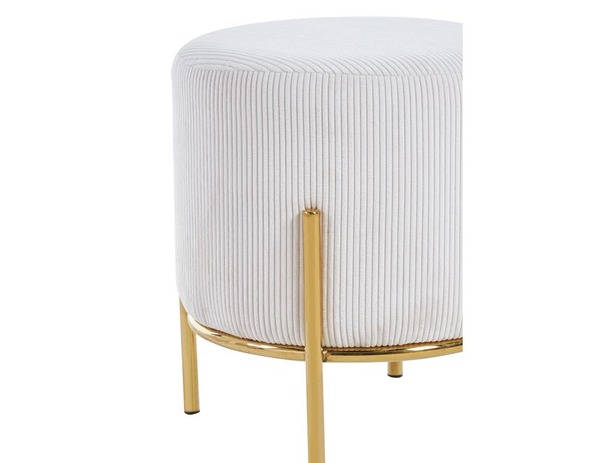 SalesFever® Polsterhocker Ø35 cm Cord Optik mit goldfarbenem Gestell Beige Cosy 369418 - 2