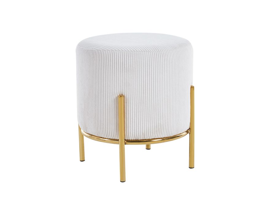 SalesFever® Polsterhocker Ø35 cm Cord Optik mit goldfarbenem Gestell Beige Cosy 369418 - 1