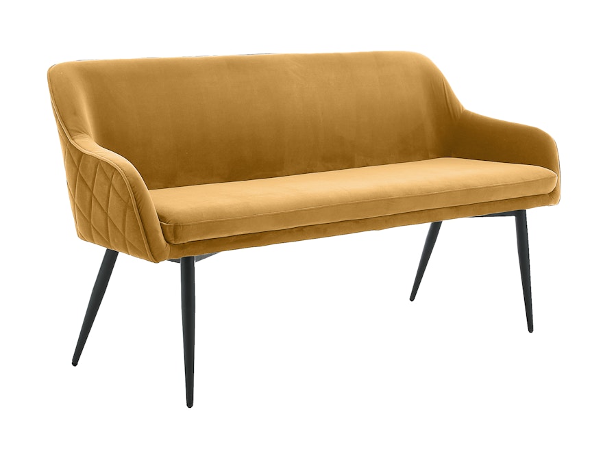 SalesFever® Sitzbank 160 cm Samt mit Armlehnen und Rückensteppung Senfgelb Finja 368718 - 2