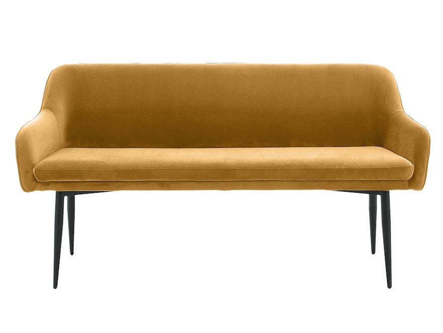 SalesFever® Sitzbank 160 cm Samt mit Armlehnen und Rückensteppung Senfgelb Finja 368718 - 3