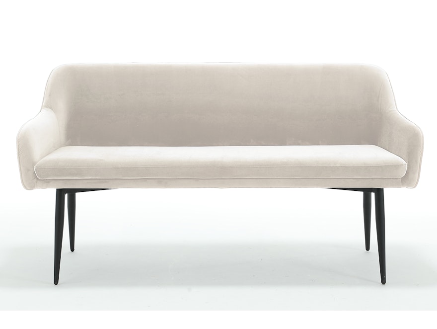 SalesFever® Sitzbank 160 cm Samt mit Armlehnen und Rückensteppung Creme Finja 368688 - 2