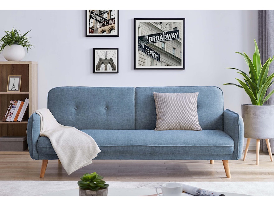 SalesFever® 3-Sitzer Sofa Strukturstoff fein Blau Clik Clak 368657 - 1