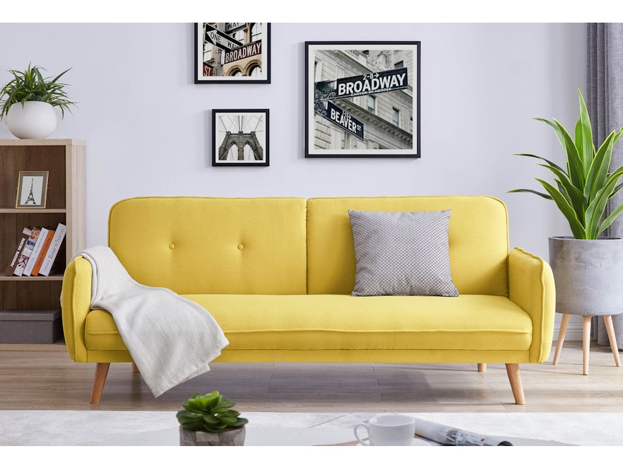 SalesFever® 3-Sitzer Sofa Strukturstoff fein Gelb Clik Clak 368640 - 1