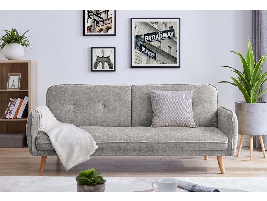 SalesFever® 3-Sitzer Sofa Strukturstoff fein Hellgrau Clik Clak 368633 - 1