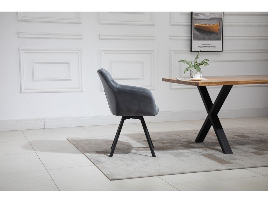 SalesFever® Essgruppe 5-tlg. 180x90 cm Tisch Cognac Stuhlbezug Grau LANDO-FIONA 371176 - 12