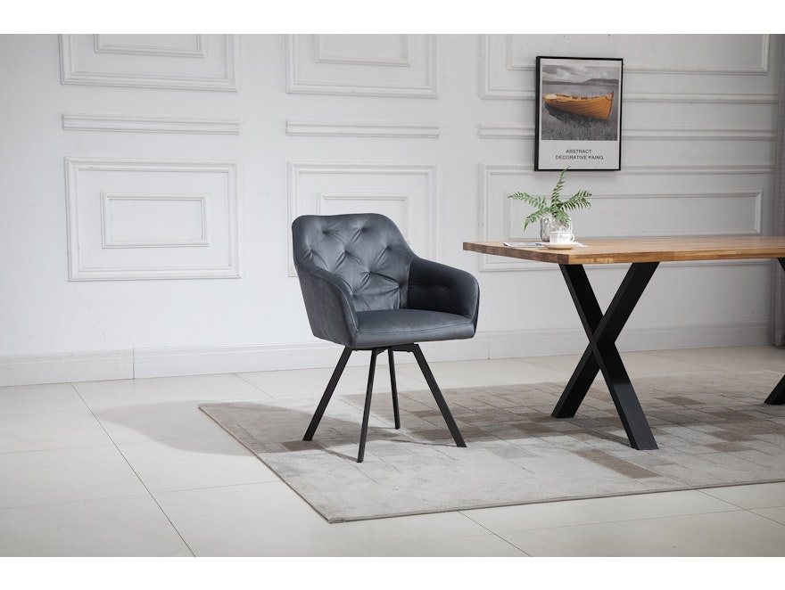 SalesFever® Essgruppe 5-tlg. 180x90 cm Tisch Cognac Stuhlbezug Grau LANDO-FIONA 371176 - 13