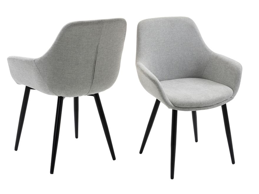 SalesFever® Essgruppe 5-tlg. 160x90 cm Tisch Akazie Stuhl Strukturstoff Hellgrau LAYNE-LEO 370797 - 8