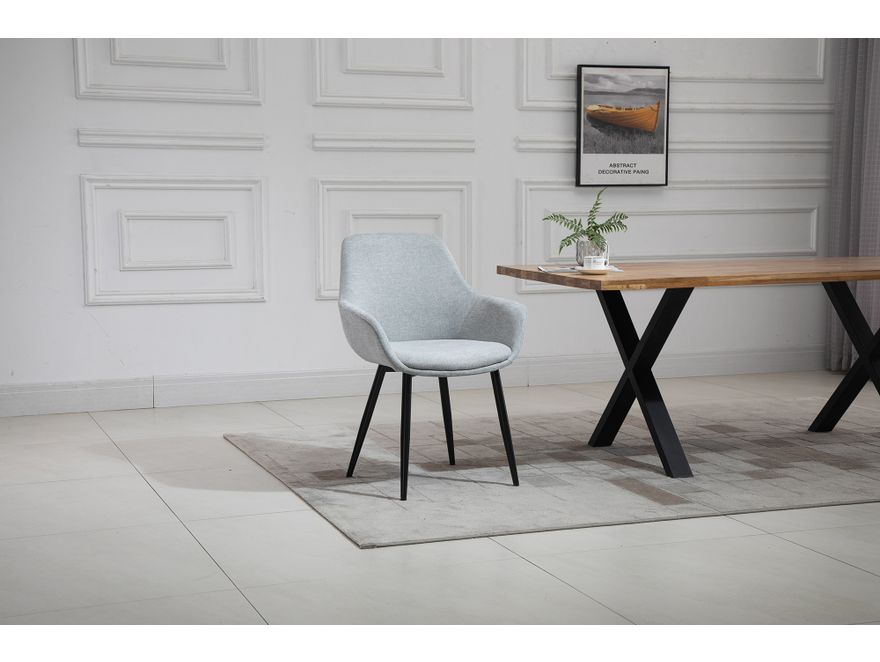 SalesFever® Essgruppe 5-tlg. 160x90 cm Tisch Akazie Stuhl Strukturstoff Hellgrau LAYNE-LEO 370797 - 13