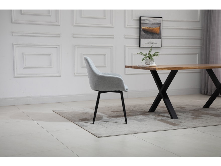 SalesFever® Essgruppe 5-tlg. 160x90 cm Tisch Akazie Stuhl Strukturstoff Hellgrau LAYNE-LEO 370797 - 14