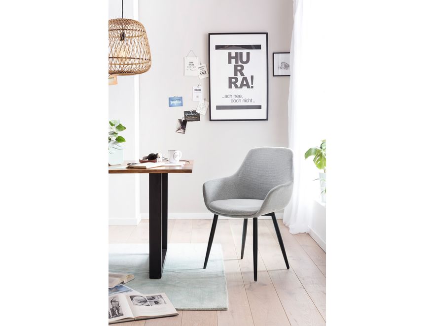 SalesFever® Essgruppe 5-tlg. 160x90 cm Tisch Akazie Stuhl Strukturstoff Hellgrau LAYNE-LEO 370797 - 7
