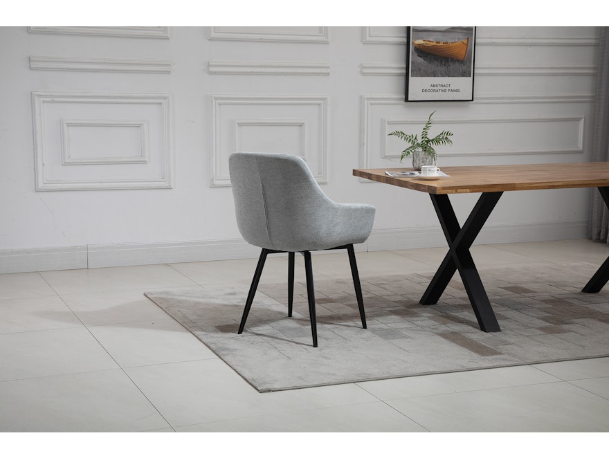 SalesFever® Essgruppe 5-tlg. 160x90 cm Tisch Akazie Stuhl Strukturstoff Hellgrau LAYNE-LEO 370797 - 17