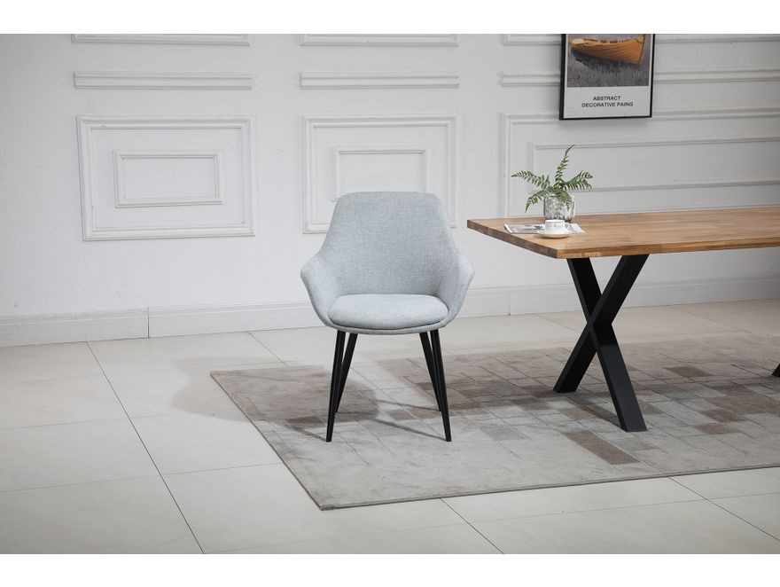 SalesFever® Essgruppe 5-tlg. 160x90 cm Tisch Akazie Stuhl Strukturstoff Hellgrau LAYNE-LEO 370797 - 18