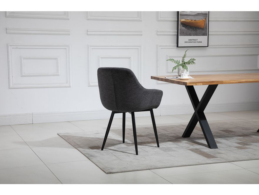 SalesFever® Essgruppe 5-tlg. 160x90 cm Tisch Akazie Stuhl Strukturstoff Anthrazit LAYNE-LEO 370803 - 15