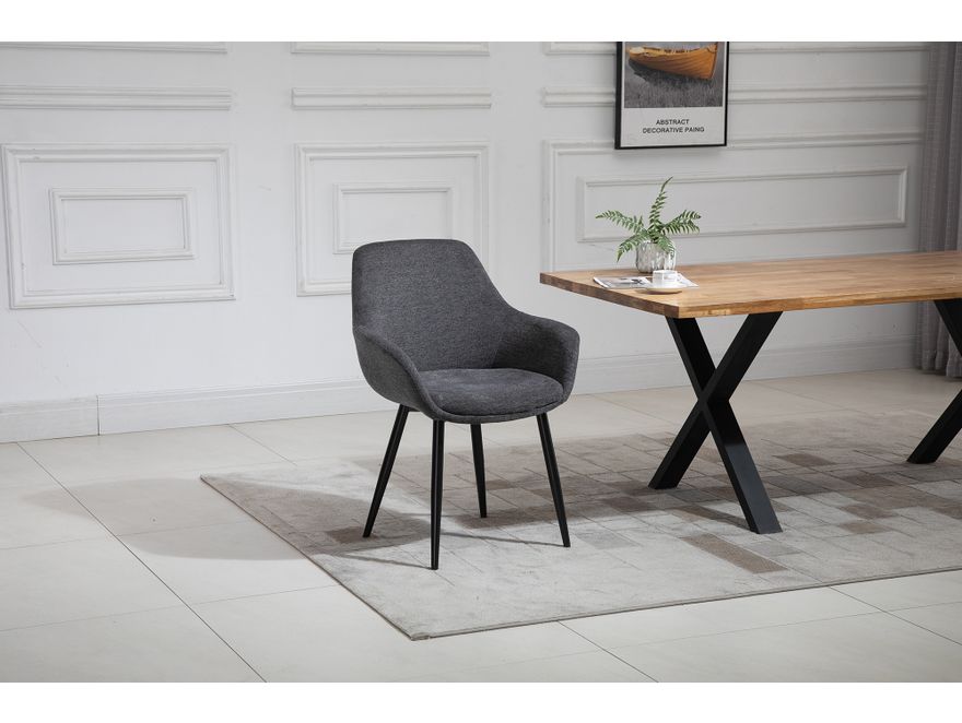 SalesFever® Essgruppe 5-tlg. 160x90 cm Tisch Akazie Stuhl Strukturstoff Anthrazit LAYNE-LEO 370803 - 17