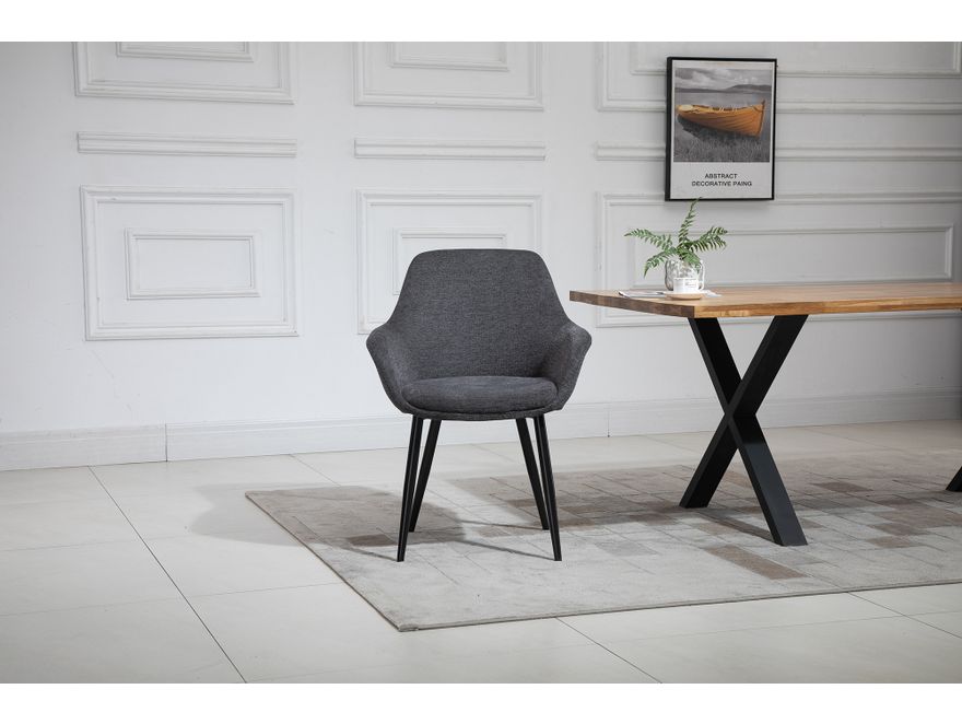 SalesFever® Essgruppe 5-tlg. 160x90 cm Tisch Akazie Stuhl Strukturstoff Anthrazit LAYNE-LEO 370803 - 18