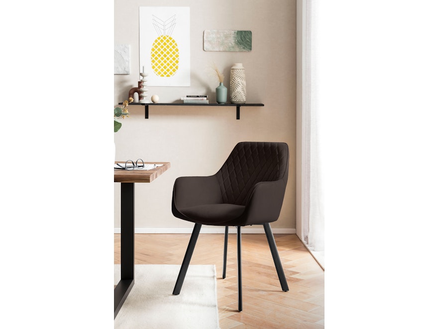 SalesFever® Essgruppe 5-tlg. 160x90 cm Akazie Nussbaum 4x Samtstuhl Braun Layne-Cristobal  369890 - 12