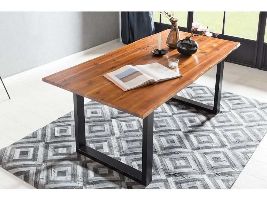 SalesFever® Essgruppe 5-tlg. 160x85 cm Akazie 4x Samtstuhl Grau Lando-Cristobal 369791 - 7