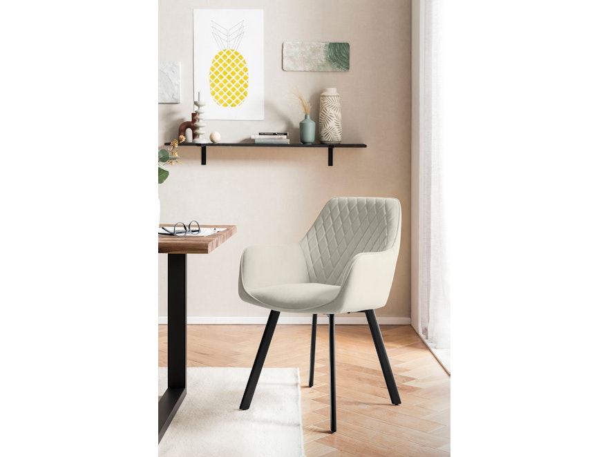 SalesFever® Essgruppe 5-tlg. 180x90 cm Tisch Natur/Schwarz+ 4x Stuhl Beige Wilson-Cristobal 369760 - 2
