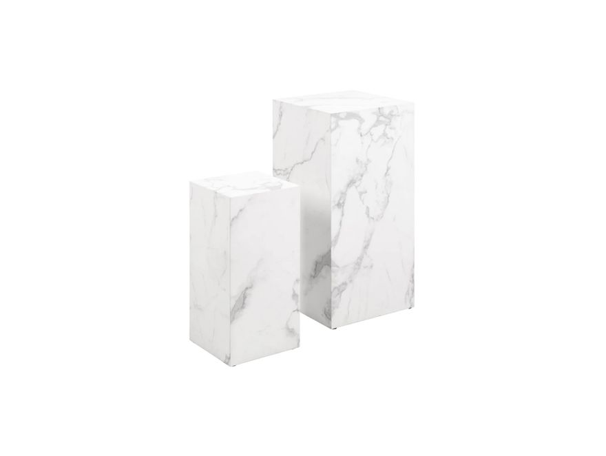 SalesFever® Beistelltisch 2er Set in Marmoroptik Weiß Callum 368282 - 1