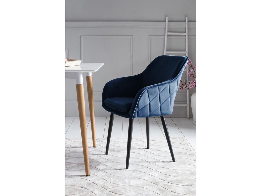 SalesFever® Essgruppe 6-tlg. 200x100 cm Akazie Stühle/Bank Samt Blau Saira-Freja-Finja 368190 - 11