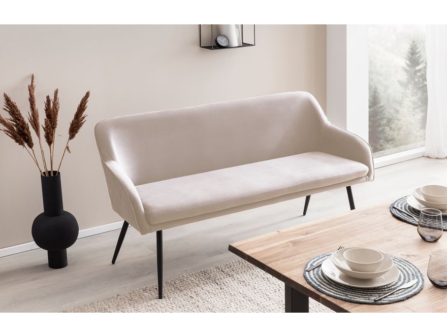 SalesFever® Essgruppe 6-tlg. 200x100 cm Akazie Stühle/Bank Samt Creme Saira-Freja-Finja 368169 - 15