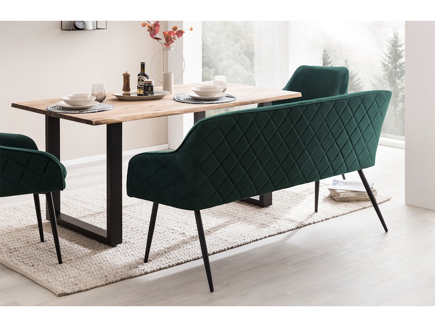 SalesFever® Essgruppe 6-tlg. 200x100 cm Akazie Stühle/Bank Samt Grün Saira-Freja-Finja 368220 - 14