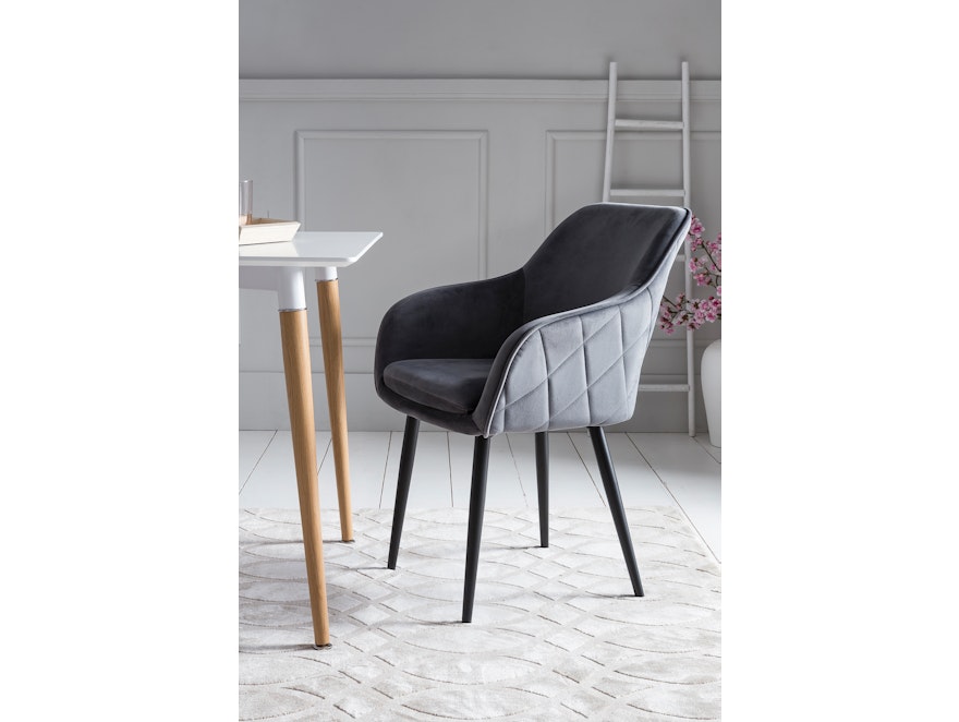 SalesFever® Essgruppe 6-tlg. 240x110 cm Akazie Stühle/Bank Samt Grau Saira-Freja-Finja 368152 - 11