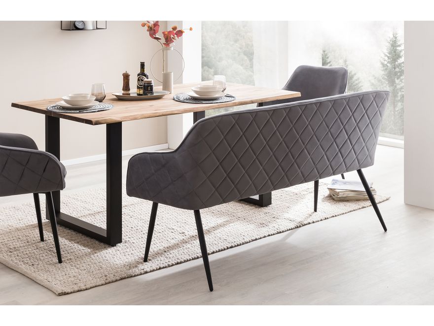 SalesFever® Essgruppe 6-tlg. 240x110 cm Akazie Stühle/Bank Samt Grau Saira-Freja-Finja 368152 - 12