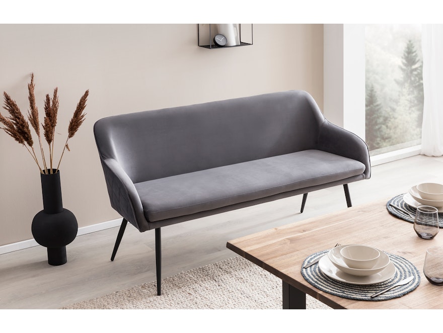 SalesFever® Essgruppe 6-tlg. 240x110 cm Akazie Stühle/Bank Samt Grau Saira-Freja-Finja 368152 - 14