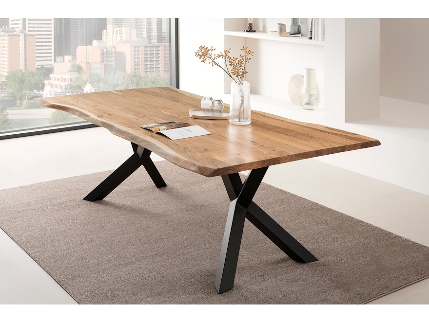 SalesFever® Essgruppe 6-tlg. 240x110 cm Akazie Stühle/Bank Samt Grau Saira-Freja-Finja 368152 - 20