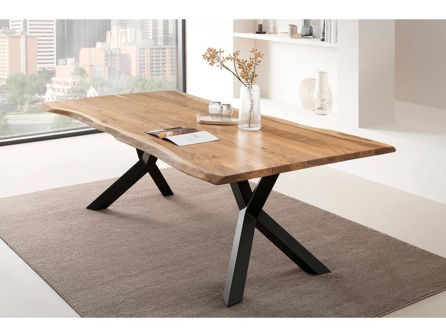 SalesFever® Essgruppe 6-tlg. 240x110 cm Akazie Stühle/Bank Samt Gelb Saira-Freja-Finja 368275 - 19