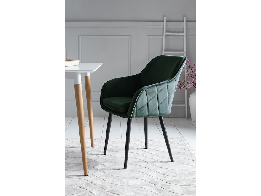 SalesFever® Essgruppe 6-tlg. 240x110 cm Akazie Stühle/Bank Samt Grün Saira-Freja-Finja 368244 - 10