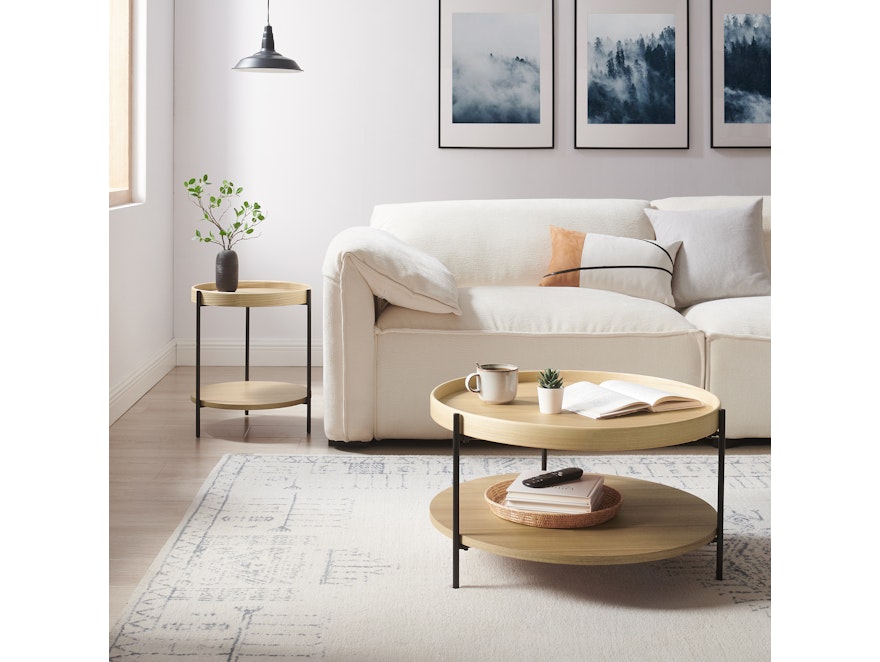 SalesFever® Couchtisch rund Ø 69 cm Arlo Eiche 367544 - 5