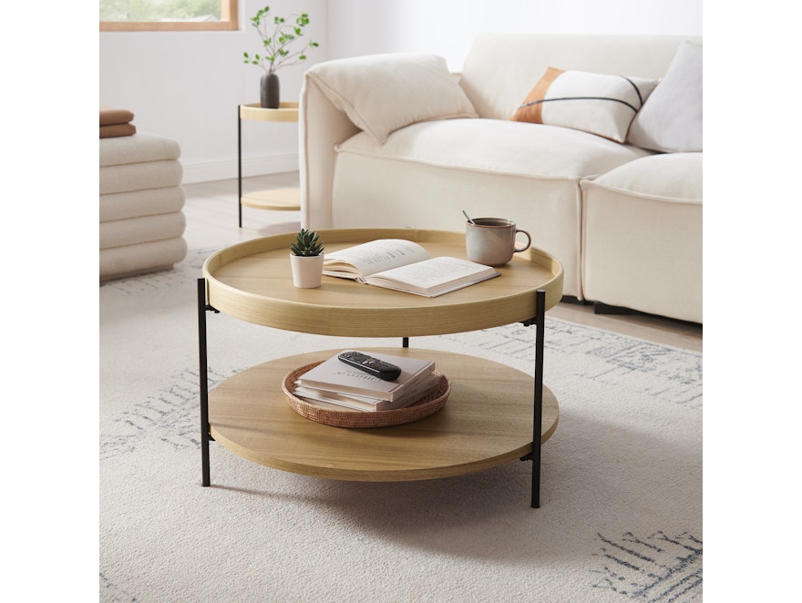 SalesFever® Couchtisch rund Ø 69 cm Arlo Eiche 367544 - 4