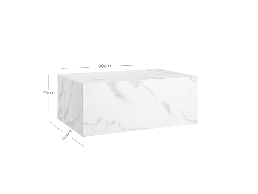 SalesFever® Couchtisch rechteckig 90x60 cm Weiß Marmoroptik Aston  368022 - 4