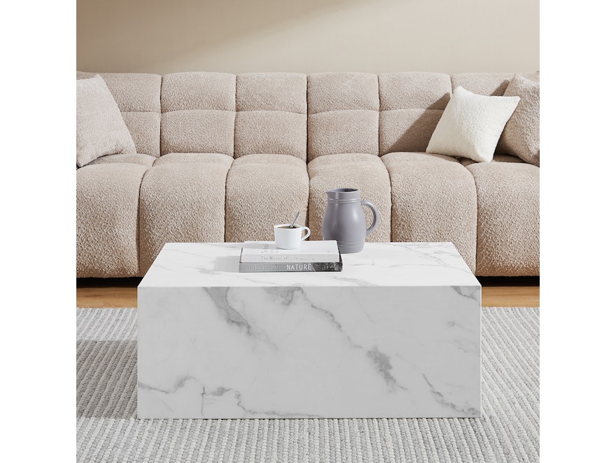 SalesFever® Couchtisch rechteckig 90x60 cm Weiß Marmoroptik Aston  368022 - 3