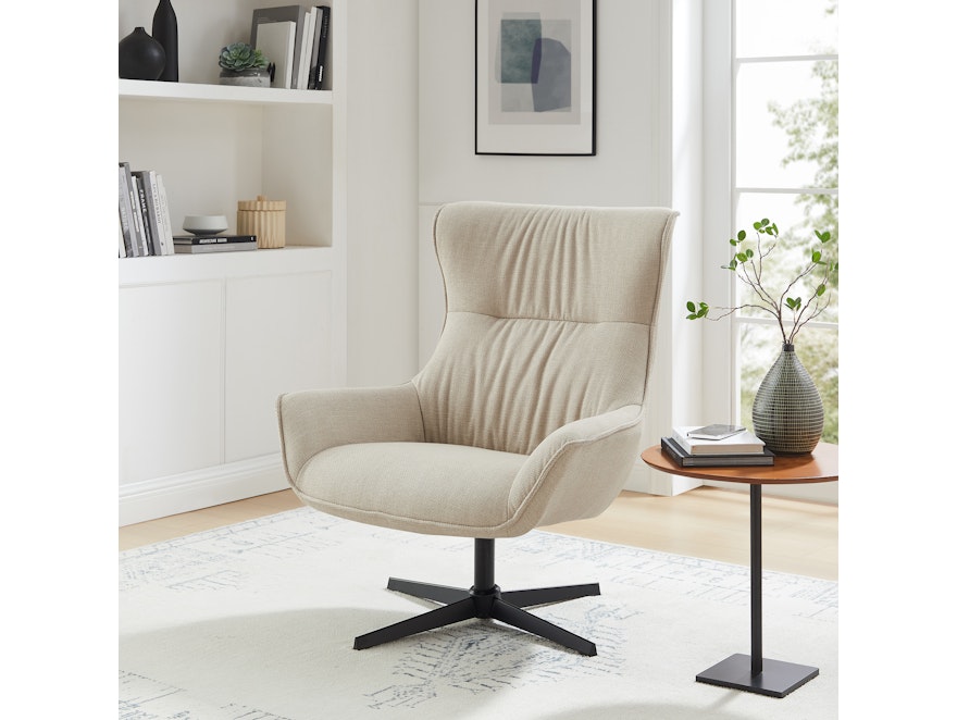 SalesFever® Sessel mit Drehfunktion aus Strukturstoff Candida Beige 367858 - 2