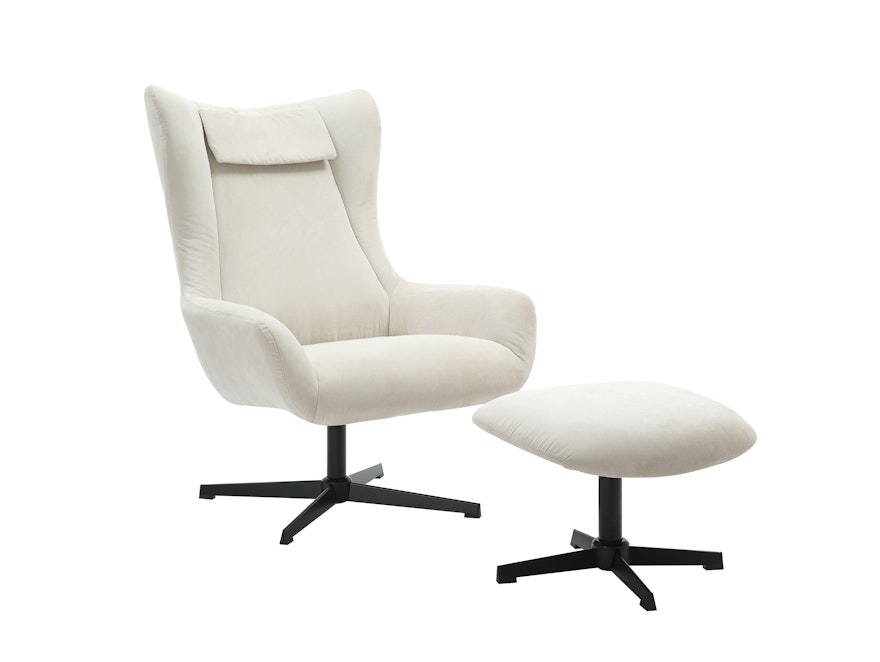 SalesFever® Sessel und Hocker mit Drehfunktion in Cordoptik Beige Daphne 367827 - 1