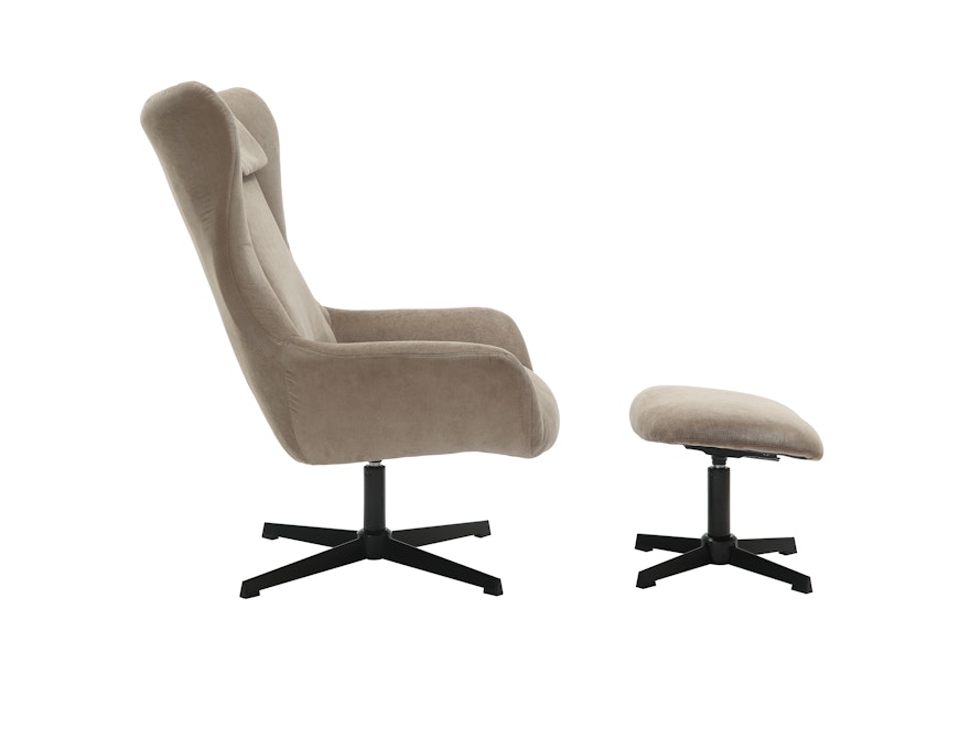 SalesFever® Sessel und Hocker mit Drehfunktion in Cordoptik Braun Daphne 367834 - 5