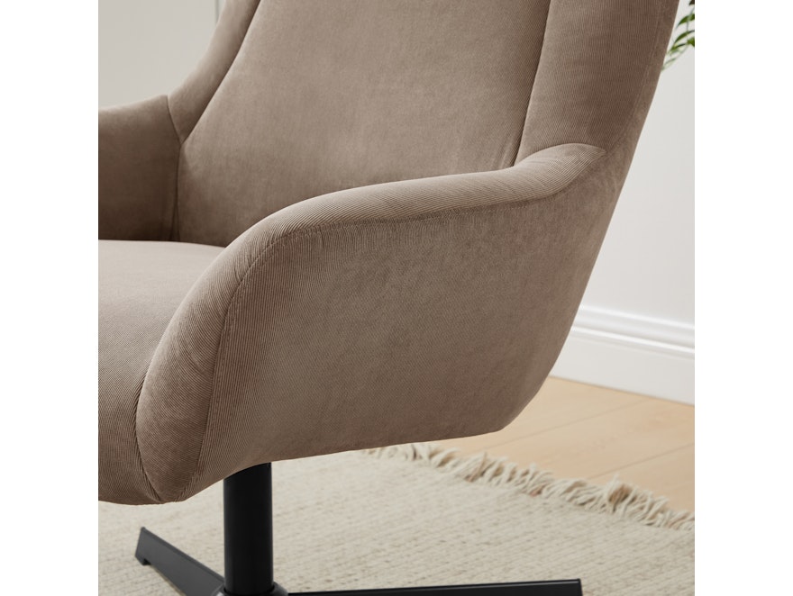 SalesFever® Sessel und Hocker mit Drehfunktion in Cordoptik Braun Daphne 367834 - 3