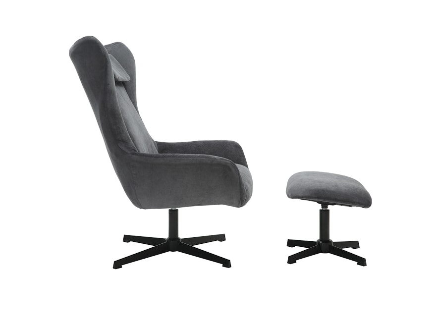 SalesFever® Sessel und Hocker mit Drehfunktion in Cordoptik Grau Daphne 367841 - 5