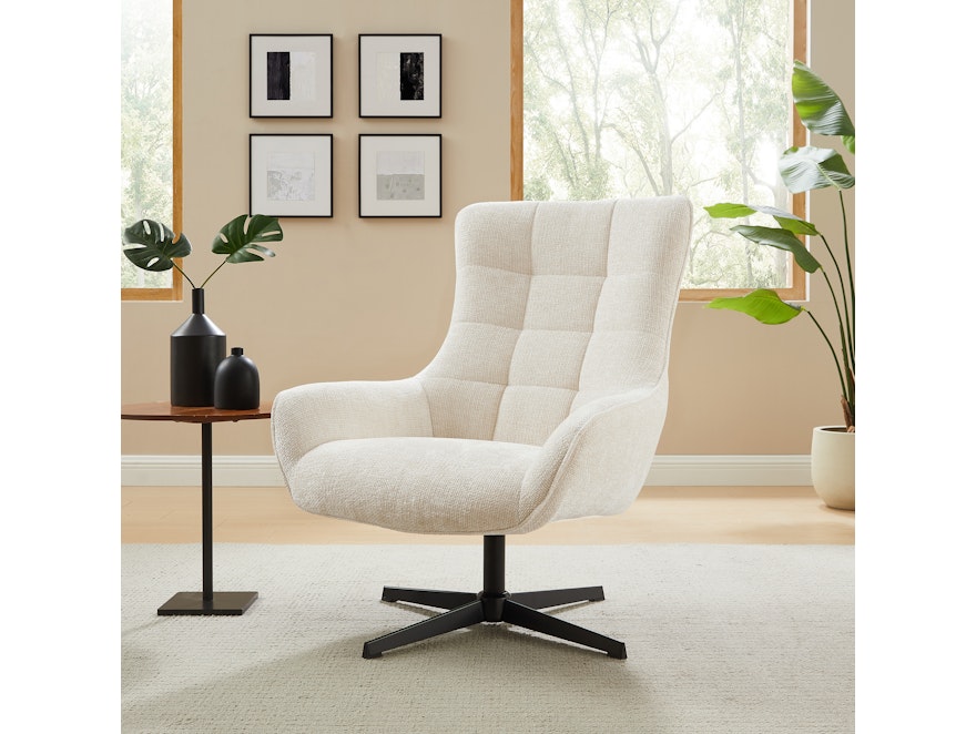 SalesFever® Sessel mit Drehfunktion aus Chenillestoff Beige Evangeline 367766 - 2