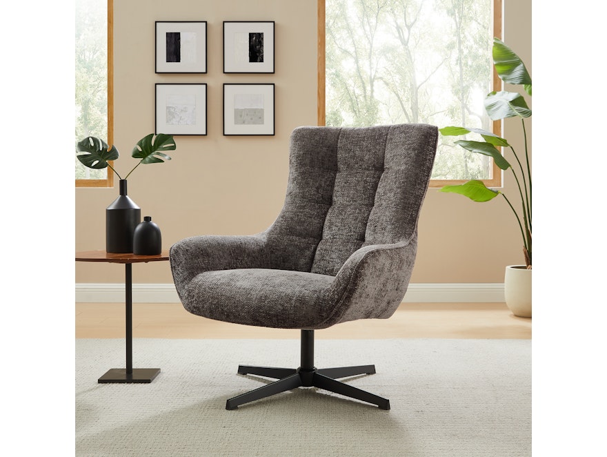SalesFever® Sessel mit Drehfunktion aus Chenillestoff Dunkelgrau Evangeline 367773 - 2